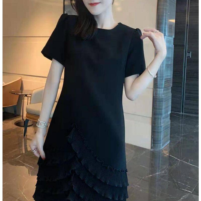 Đầm Chữ A Tay Ngắn Cổ Tròn Dáng Rộng Thời Trang Cho Nữ