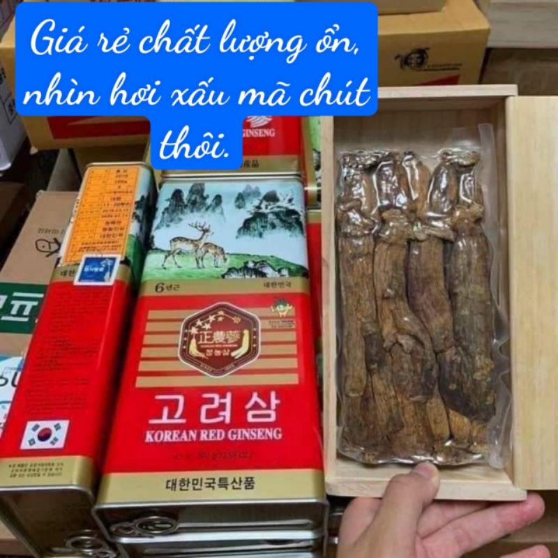Hồng sâm củ khô hộp thiếc Insam Hàn Quốc Hộp 300g
