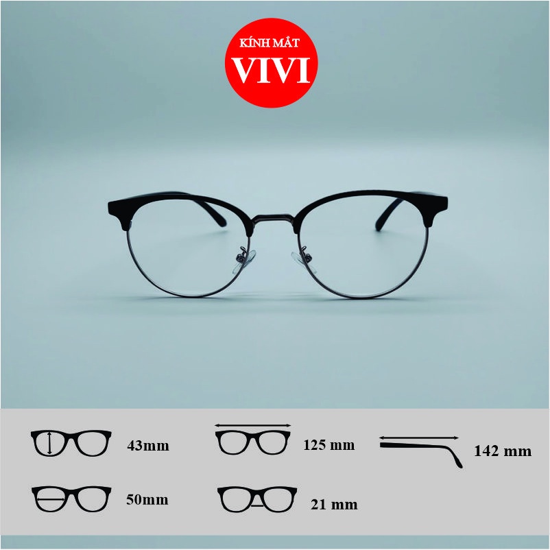 Gọng kính cận nữ dáng kính vừa chất liệu nhựa dẻo V6214 - Nhận cắt cận viễn loạn Kính mắt ViVi