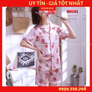 Bộ ngủ pijama quần đùi tay ngắn chất lụa đẹp hàng cao cấp