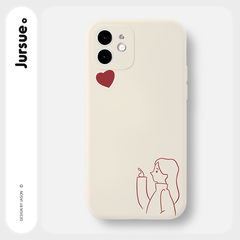 Ốp lưng JURSUE mềm hình cặp đôi dễ thương đẹp cho iPhone 13 12 11 Pro Max SE 2020 X XR XS ip 8 7 6 6S Plus kute Y359