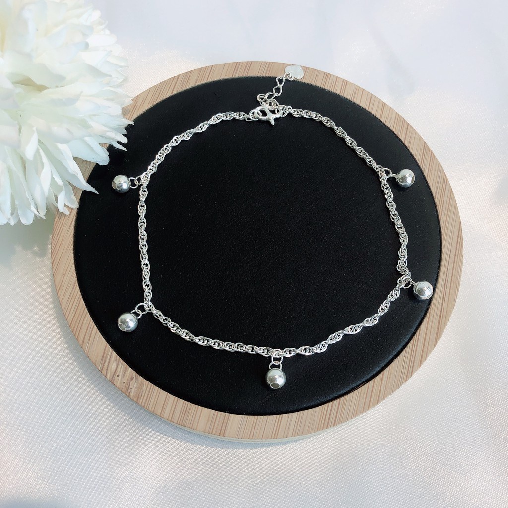 Lắc Tay Lắc Chân Bạc Ta CaoBac Jewellery Cho Nữ Sợi Xích Xoắn Mix 5 Viên Bi