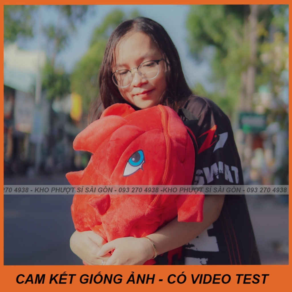 CÓ VIDEO - Balo khủng long màu xanh dương vải nhung mịn size lớn đựng mũ bảo hiểm fullface - 3/4 phượt