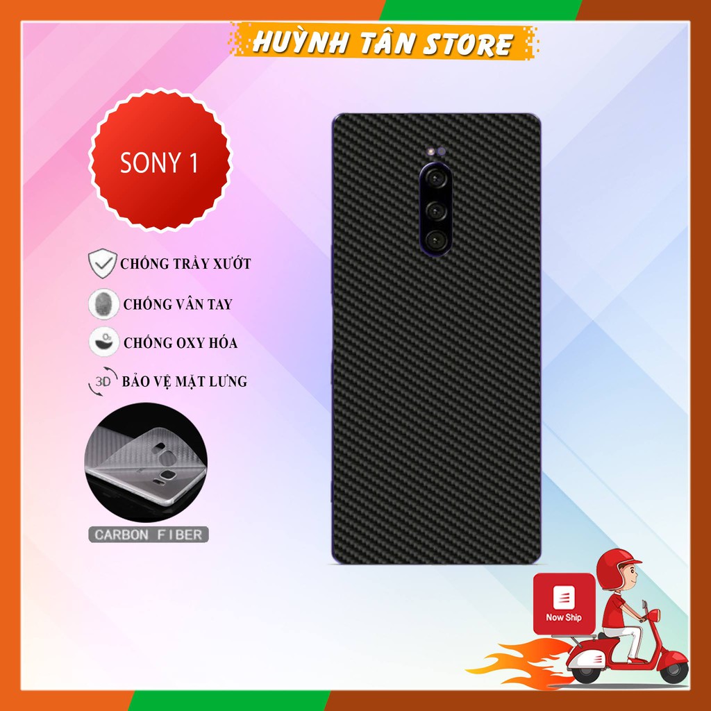Miếng dán decal carbon mặt sau Sony Xperia 1 chống trầy mặt lưng, chống bám vân tay