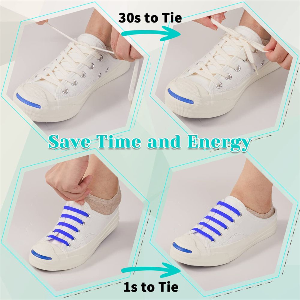 Bộ 16 dây silicone buộc giày co giãn không cần buộc nhiều màu sắc