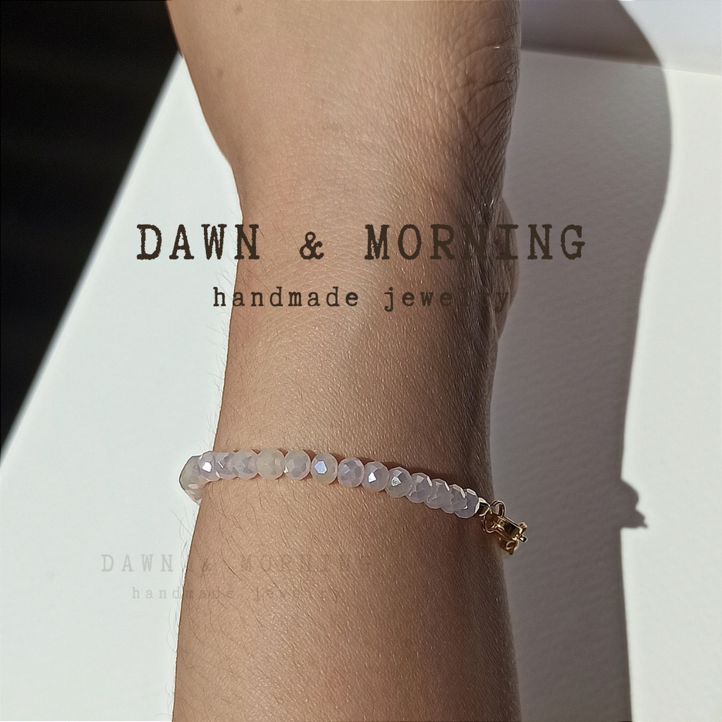 Màu Dreamy Peach ~3,5mm - Dawn & Morning Vòng tay nữ thủ công kiểu dáng cổ điển có ánh cừ, ngũ sắc