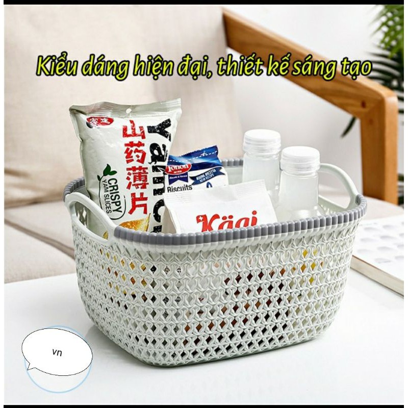 Rổ NHỰA ĐAN MÂY ĐỰNG ĐỒ MÃ 3378, GIỎ HOA THỊ VIỆT NHẬT