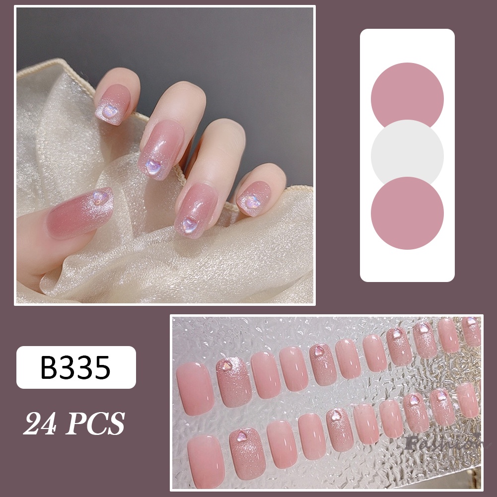 Set 24 Móng Tay Giả 3D Màu Hồng Thiết Kế Thời Trang Cho Nữ