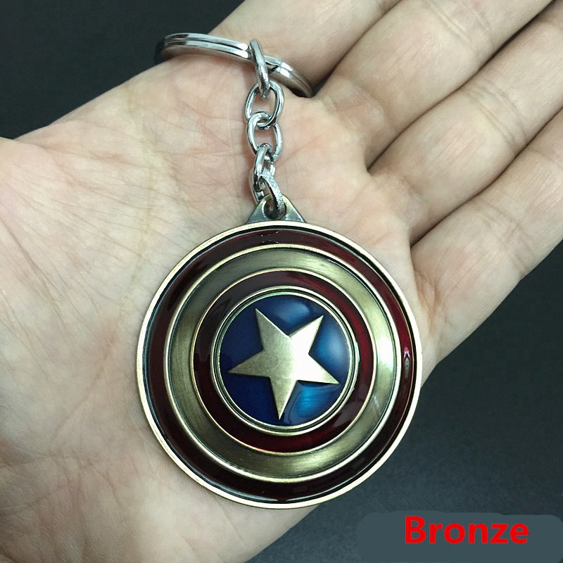 Móc Khóa Hình Siêu Anh Hùng Marvel Xoay 360 Độ°Móc Khóa Kim Loại Hình Khiên Captain America Avengers