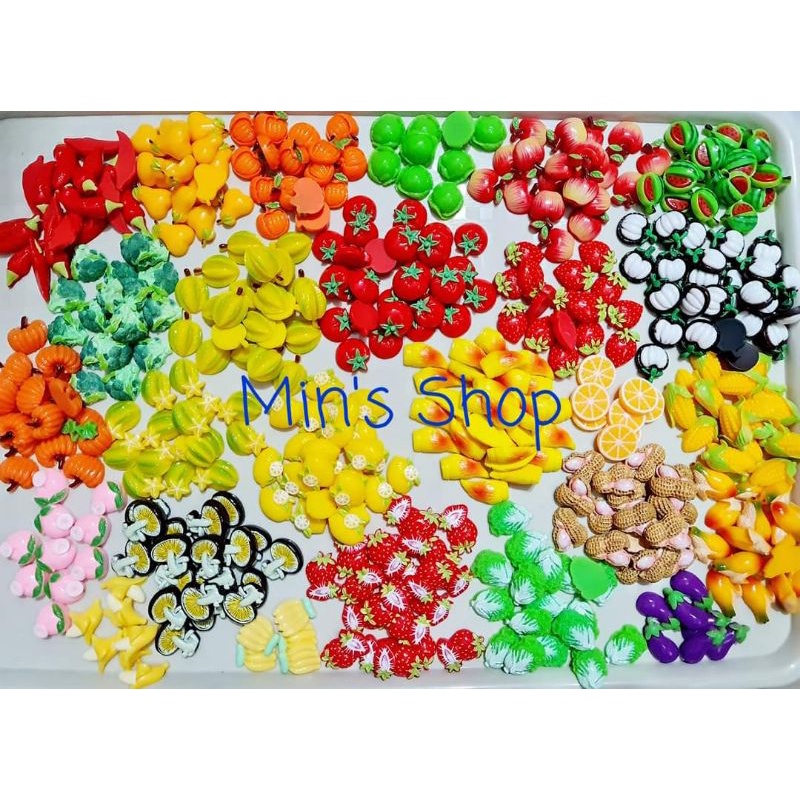 Túi 100 charm đồ ăn ngẫu nhiên gắn ốp lưng điện thoại,ly nước,tủ lạnh,kẹp tóc