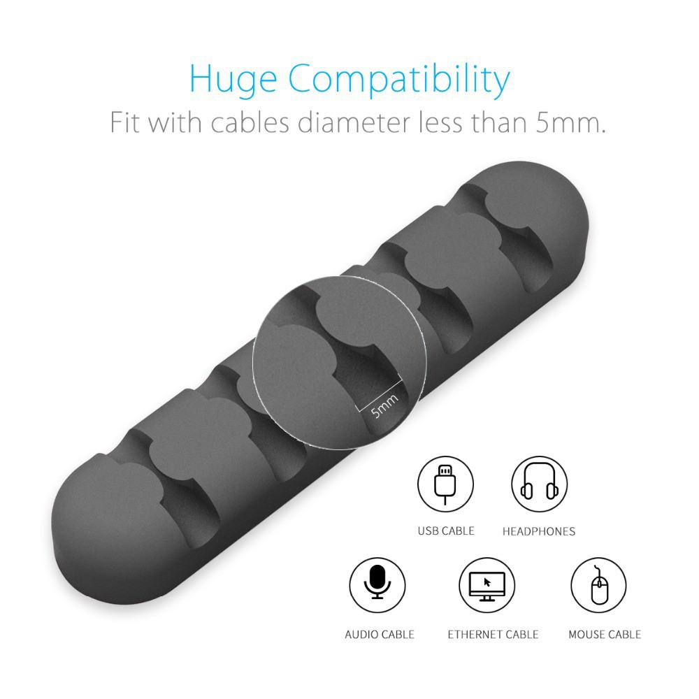 Dụng cụ giữ cố định dây cáp các loại để bàn bằng silicone tiện dụng