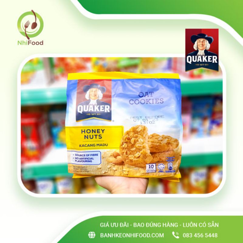 Bánh Quy Yến Mạch Ăn Kiêng Quaker, Gồm Có 3 Vị, Túi 270g