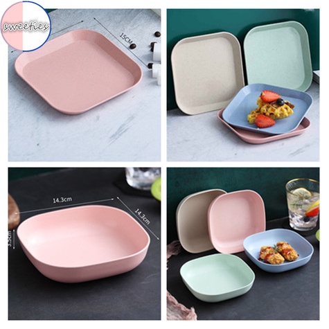 Chiếc đĩa lúa mì hình vuông dạng nông/sâu tiện dụng cho nhà bếp