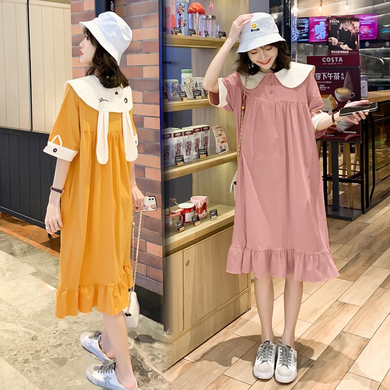 Váy cotton mặc nhà kute Váy bầu cotton cute 𝐕𝟏𝟑𝟒