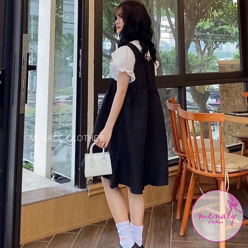 Váy babydoll dáng ngắn xòe tay bồng VH050,mẫu set váy tiểu thư điệu đà có thể mặc tách rời