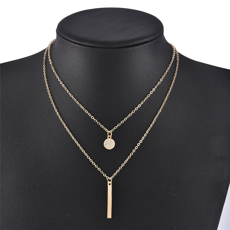 Vòng cổ Hai Lớp Mặt Tròn Đính Đá Zircon Lấp Lánh Thời Trang Cho Nữ