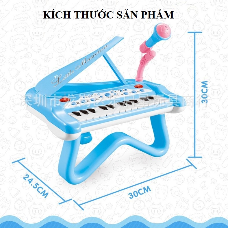 Đàn organ piano đồ chơi cho bé có mic hát karaoke và đèn nhạc âm thanh chuẩn có hộp đẹp, quà tặng sinh nhật