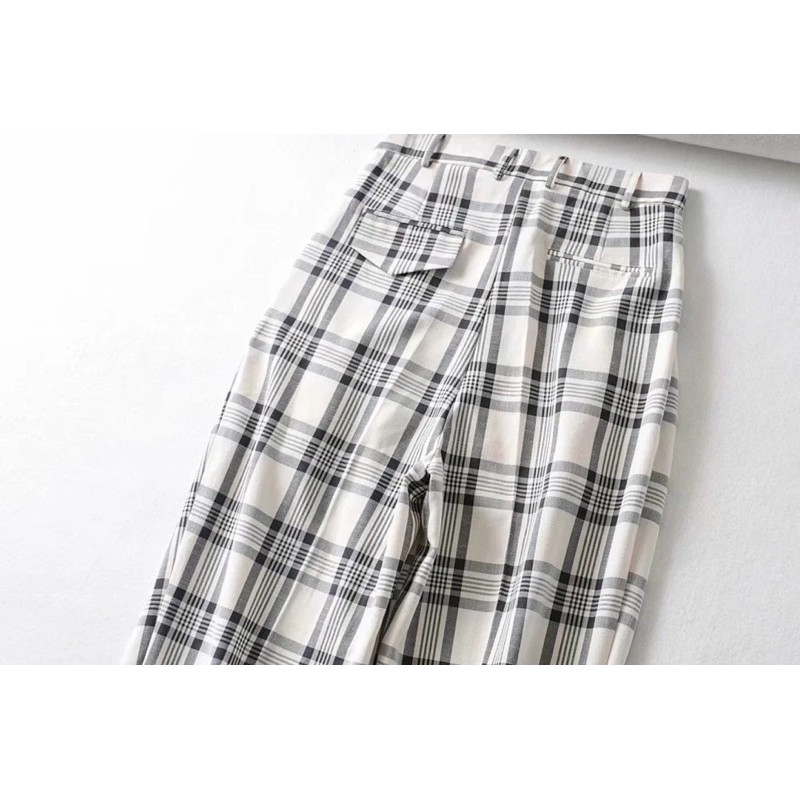 Quần kẻ sọc ống rộng cao cấp trắng | BigBuy360 - bigbuy360.vn