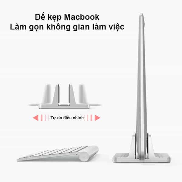 Đế kẹp Giá đỡ Laptop Macbook nhôm nguyên khối dạng đứng.