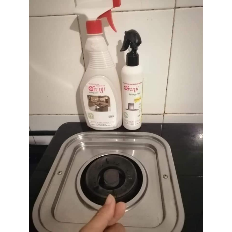 Nước lau bếp an toàn không hoá chất, tinh dầu Cam ORENJI, sạch dầu mỡ, chai 600ML