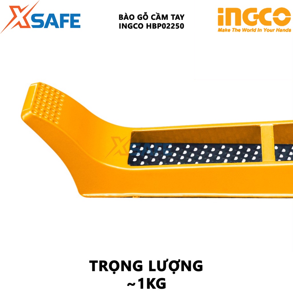 Bào gỗ cầm tay INGCO HBP02250 chiều dài 250mm, đóng gói bằng móc giấy