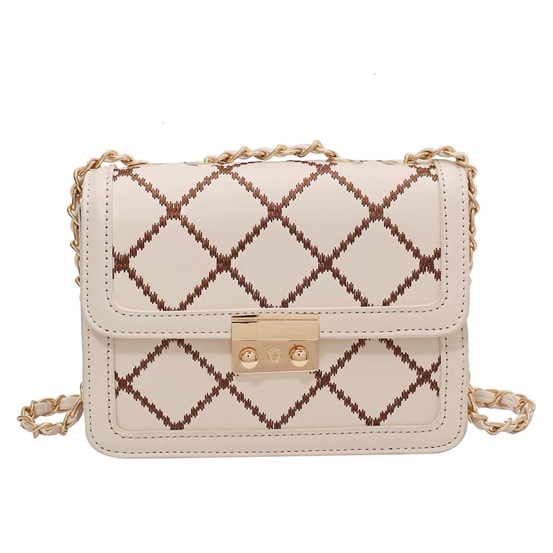 Túi Xách Nữ Túi Đeo Chéo Khoá Miu Da Dầy Trần Trám 3 Ngăn Siêu Đẹp