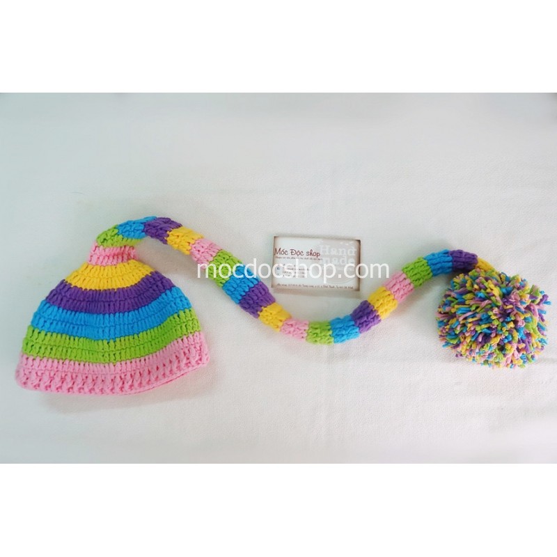 Nón len handmade cho bé - chóp dài - 0-12 tháng