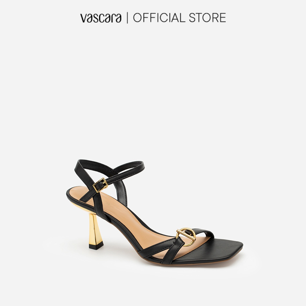 Vascara Giày Sandal Quai Phối Khóa Tròn Hiện Đại - SDN 0688 - Màu Đen