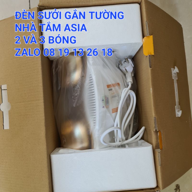 Đèn Sưởi nhà tắm lắp nổi Gắn Tường Asia 2 và 3 bóng cao cấp, bảo hành 2 năm