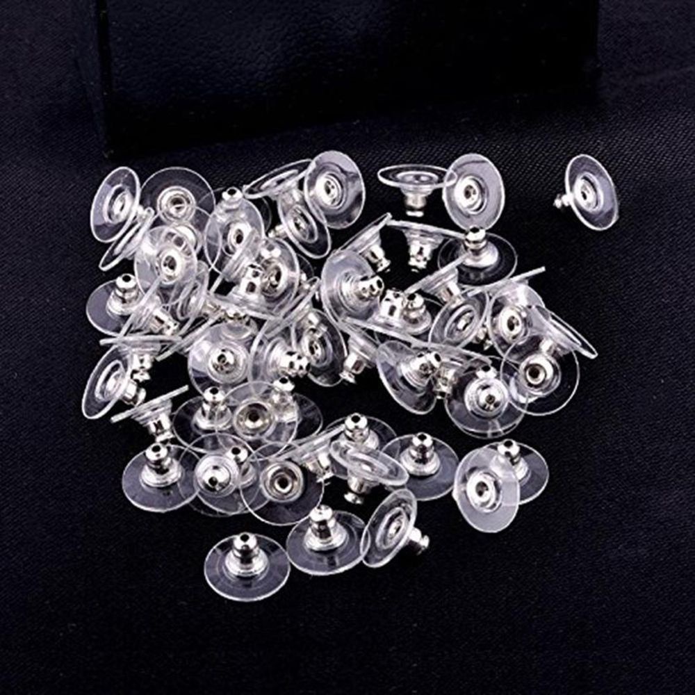 Set 50 nút chặn bông tai bằng cao su mềm trong suốt nhiều màu DIY