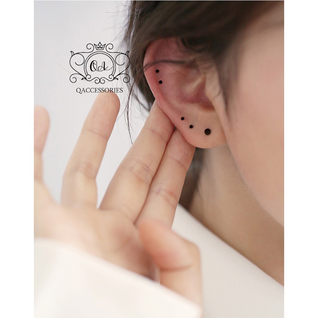 Bông tai bạc đinh tán tròn dẹt nam nữ khuyên tai nam nữ nụ S925 MINIMAL Silver Earrings QA Silver EA200407