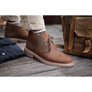 Giày tây cao cổ nam da bò sáp Steeler Chukka boot