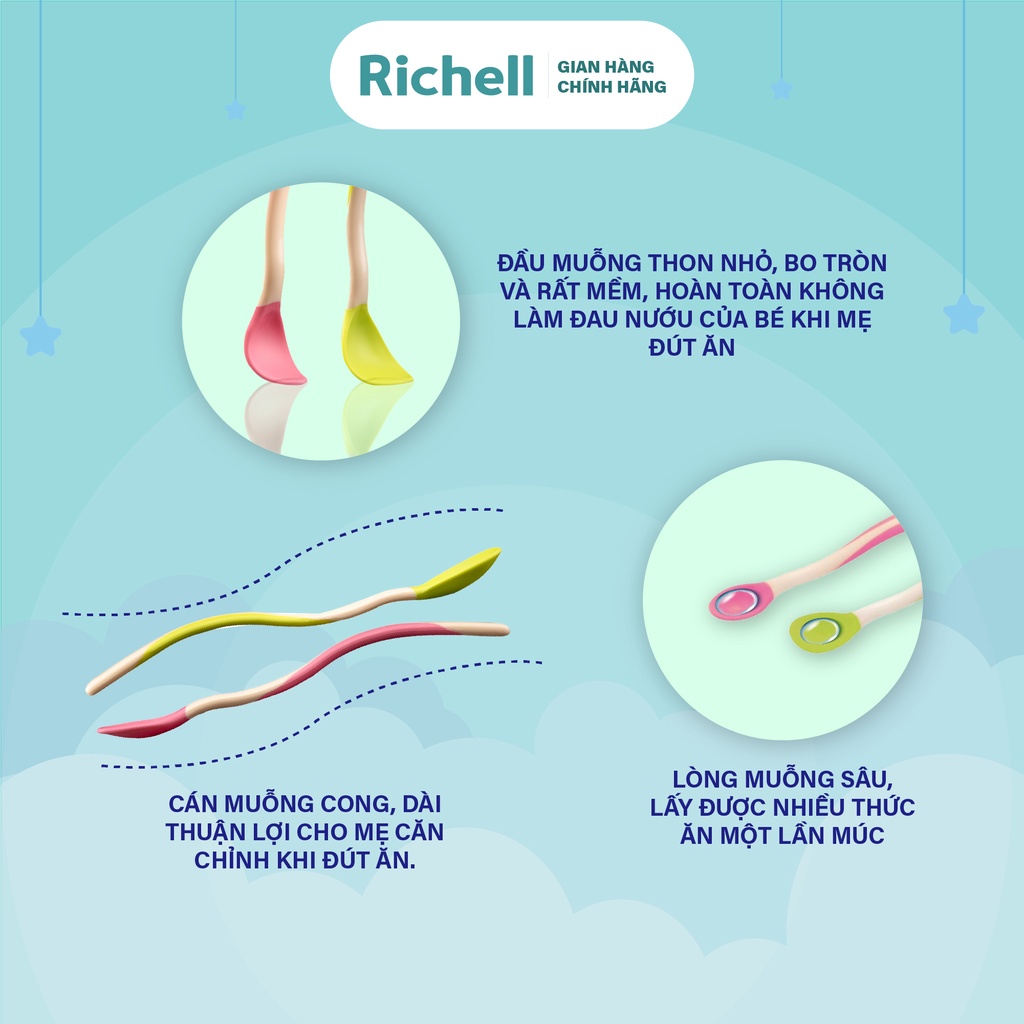 Bộ muỗng mềm TLI cho bé ăn dặm Richell Nhật Bản | Baby
