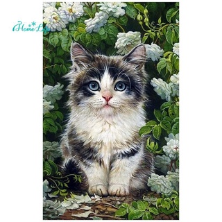 Bộ Tranh Đính Đá Diy Hình Chú Mèo Dễ Thương Kích Thước 30x40cm