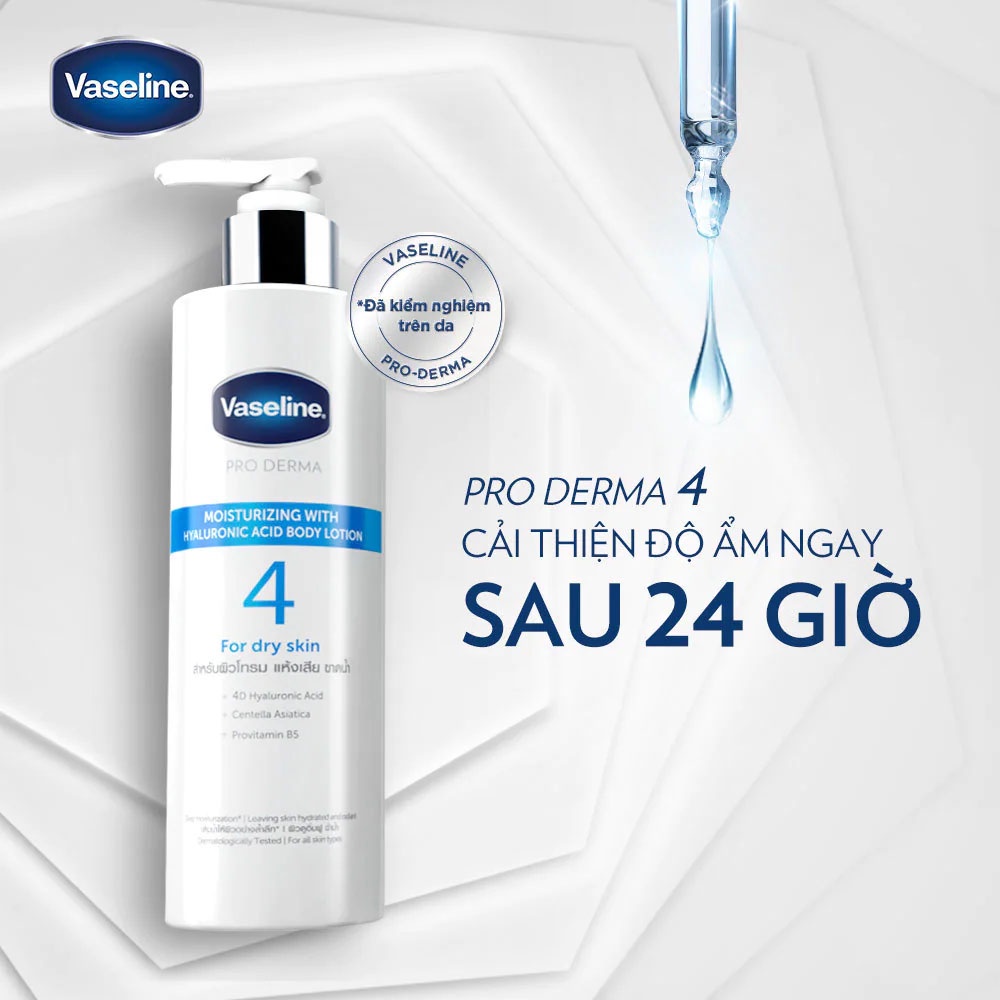 Sữa Dưỡng Thể Vaseline Cấp Ẩm Pro Derma Moisturizing With Hyaluronic Acid Body Lotion 250ml