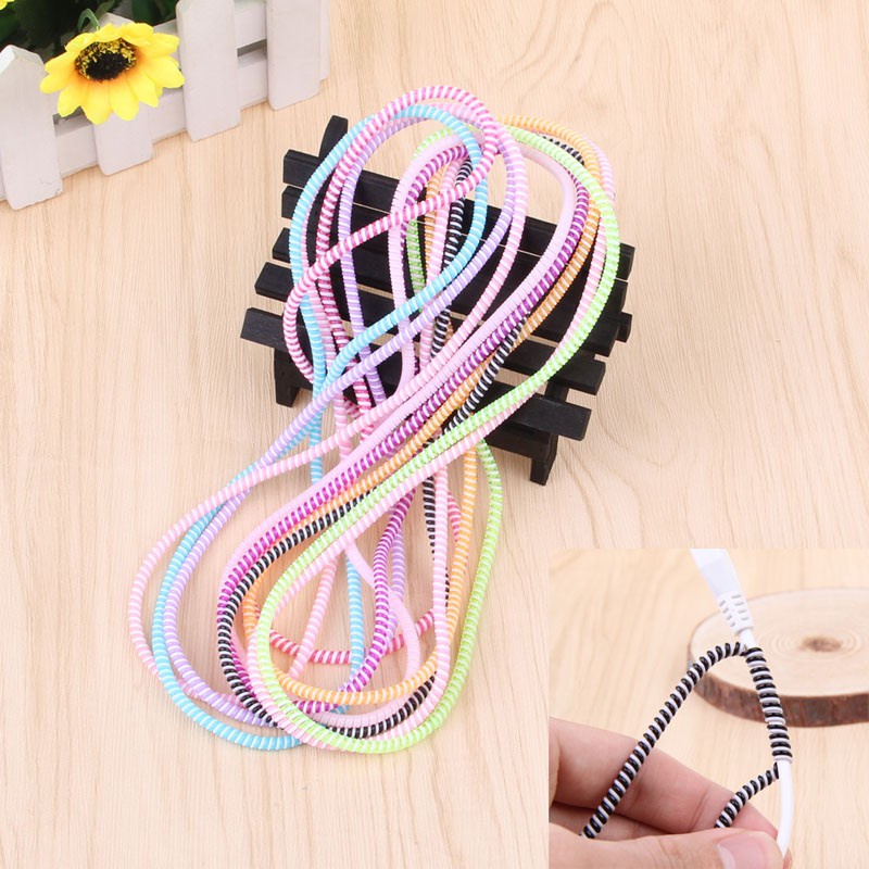 Set 10 Dây Xoắn Quấn Bảo Vệ Dây Cáp Sạc Điện Thoại Nhiều Màu