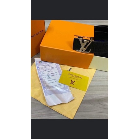 Thắt lưng da, dây lưng nam Louis VT mặt khóa đính đá bản đẹp Hàng super fullbox thẻ bill túi vải