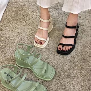 Giày sandal cao gót cài khóa thời trang đi biển phong cách roman dành cho nữ