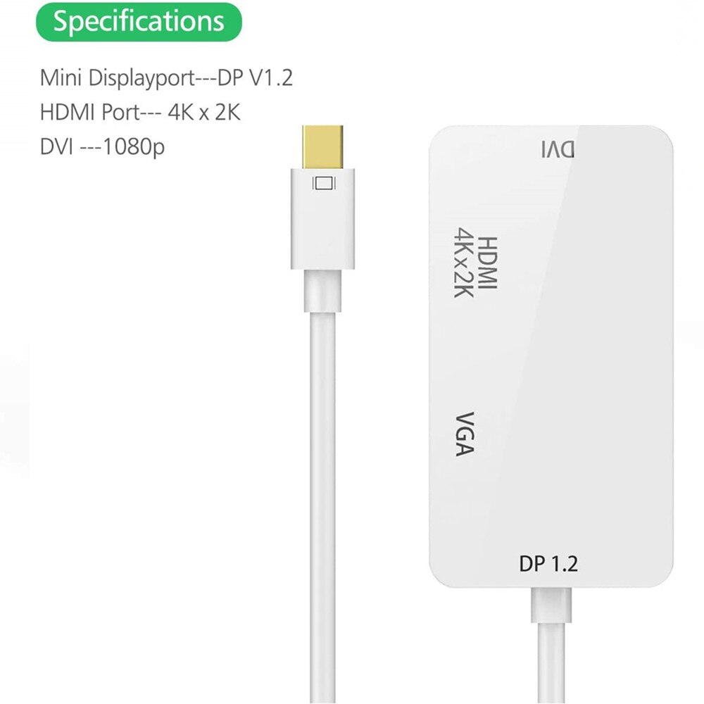 Bộ Chuyển Đổi 2 Cổng Mac Book Pro Surface Mini Surface Sang Vga Hdmi-Compatible 4k Dvi Cho Macbook