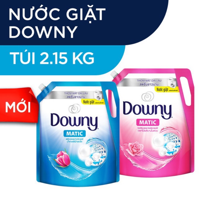 NƯỚC GIẶT DOWNY MATIC TÚI 2,15KG BIỂN XANH - VƯỜN HOA