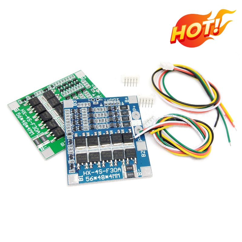 Bo mạch bảo vệ pin lithium 4S 30A BMS 14.8V 12.8V 18650 LiFePO4 cân bằng tiện lợi