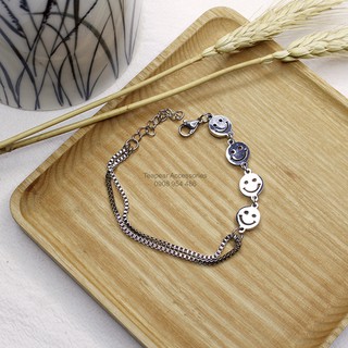 Lắc tay Mặt Cười Smiley Face G-Dragon Teapear Thép không gỉ