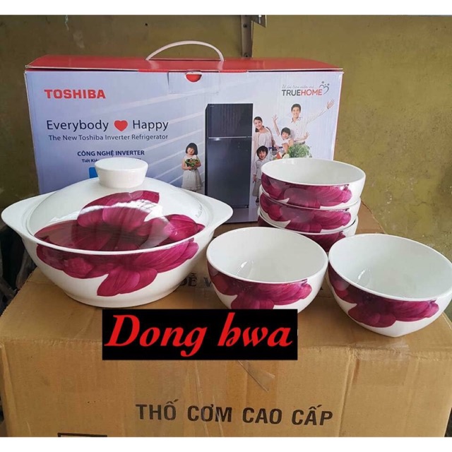 Bộ bát hoa hình thược dược cao cấp dùng trong nhà bếp hoặc biếu tặng cực sang trọng