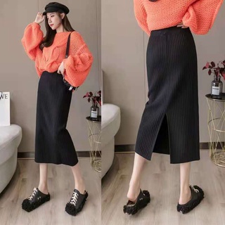 Chân váy len lưng cao xẻ tà phong cách Hàn Quốc thời trang