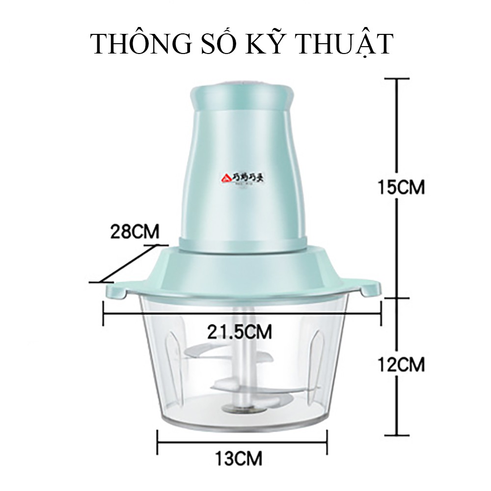 Máy xay thịt, xay đa năng cối Inox và cối nhựa không gỉ 4 lưỡi dao kép siêu sắc bén, xay thịt, cá, hoa quả, tỏi ớt