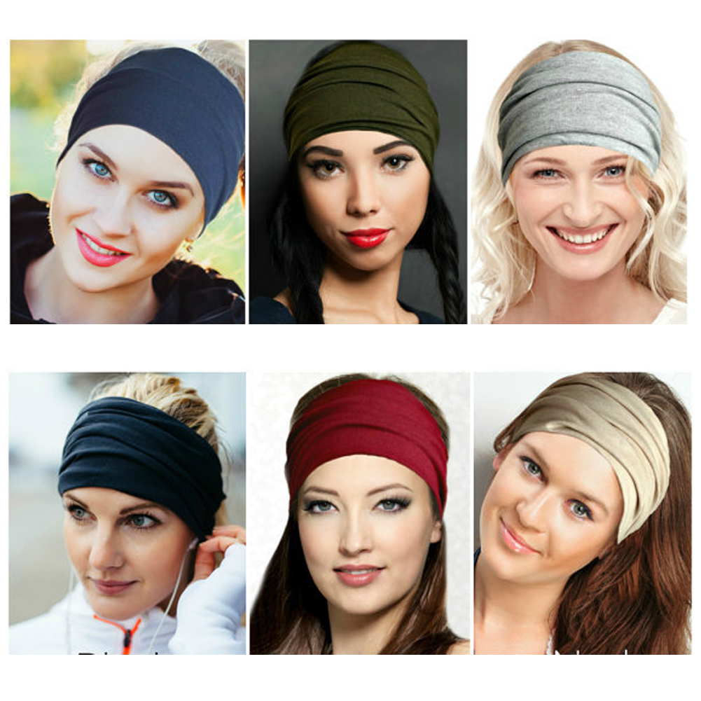 Băng Đô Turban Bản Rộng Co Giãn Phong Cách Boho Thời Trang Cho Nữ