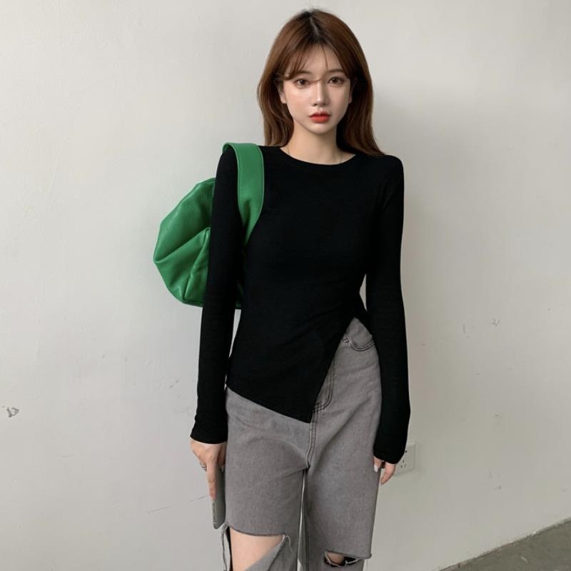 [Áo thun nữ tay ngắn xẻ tà] Áo phông nữ cộc tay vạt chéo xẻ tà ulzzang CHILLSTYLE A01