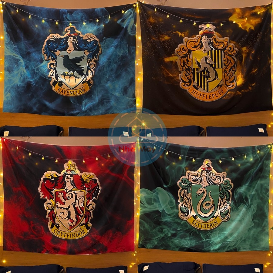 ⚡️Kèm Đèn &amp; MócNhà Harry Potter với Ravenclaw, Slytherin, Hufflepuff, GryffindorTranh vải NHÀ MÂYHàng đẹp thật sẵn