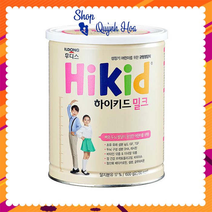 Sữa Hikid vani [CHÍNH HÃNG] tăng chiều cao cho bé/ Sữa Hikid Hàn Quốc vị vani, 600g - [CÓ TEM PHỤ TIẾNG VIỆT]