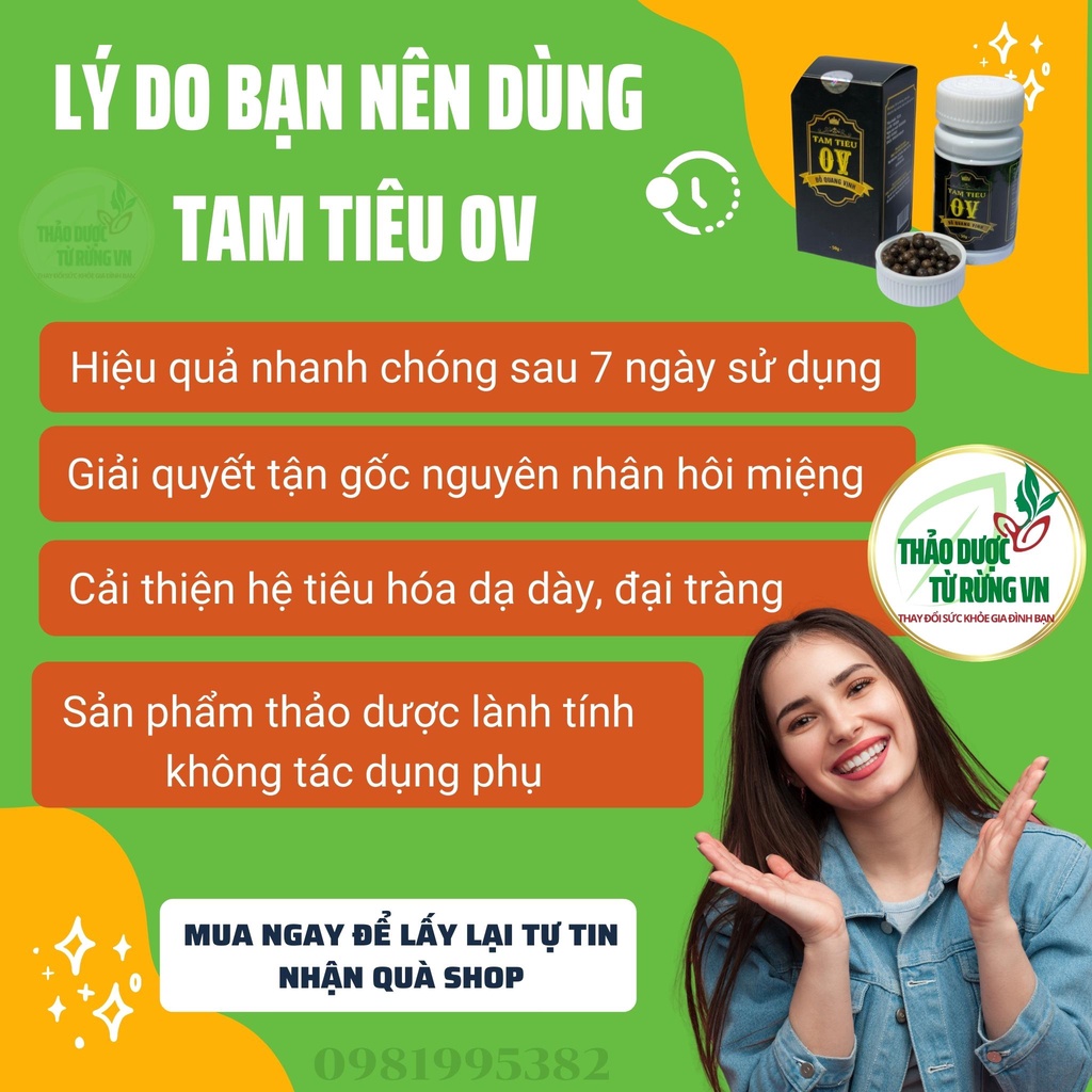 Viên Uống Thơm Miệng TAM TIÊU OV ĐỖ QUANG VỊNH Hàng Chuẩn 50g Hết Hôi Miệng An Toàn, Hiệu Quả Không Cần Xịt Thơm Miệng